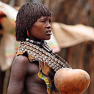 Portrait of Hamar woman in Dimeka, Ethiopia, Africa
