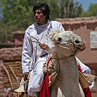 Gaucho on horseback in the Quebrada de Humahuaca, Jujuy province, Argentina