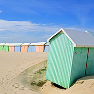 Colourful beach cabins, Berck, Côte d'Opale, France