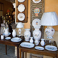 Souvenir shop with faience / pottery at Moustiers-Sainte-Marie, Provence, France