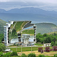 The solar furnace / Four solaire d'Odeillo at Odeillo in the Pyrénées-Orientales, Pyrenees, France