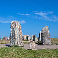 Ale's Stones / Ales stenar, megalithic stone circle monument representing stone ship near Kåseberga in Scania / Skåne, Sweden