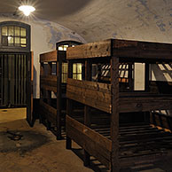 Bunk beds in barrack room at the Fort Breendonk, Belgium